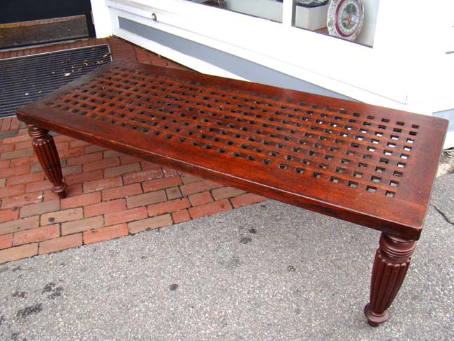 A fine 19th century table or bench made from ship's deck grating circa 1840